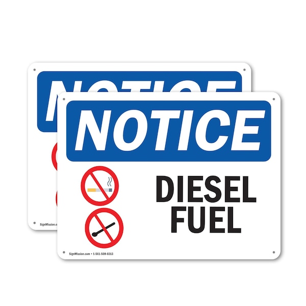 Signmission Diesel Fuel OSHA Notice Sign, Plastic, 14in W x 10in L, 2PK OS-2PACK-NS-P-1014-L-15408 - main